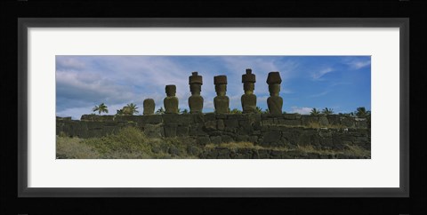 Framed Moai statues in a row, Rano Raraku, Easter Island, Chile Print