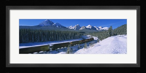 Framed Train Traveling through Banff National Park Print