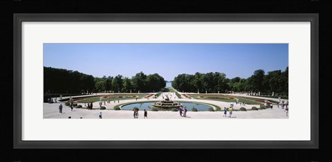 Framed Tourists around a fountain, Versailles, France Print