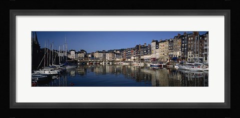Framed Boats docked at a harbor, Honfleur, Normandy, France Print