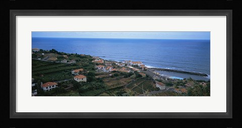 Framed High angle view of houses at a coast, Ponta Delgada, Madeira, Portugal Print