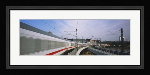 Framed Silver Train on railroad tracks, Central Station, Berlin, Germany Print