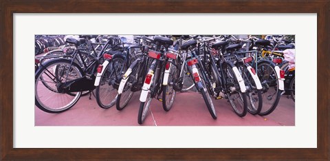Framed Bicycles parked in a parking lot, Amsterdam, Netherlands Print