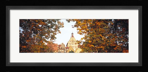 Framed Low angle view of buildings viewed through trees, Bietigheim, Baden-Wurttemberg, Germany Print