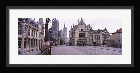 Framed Tourists walking in front of a church, St. Nicolas Church, Ghent, Belgium Print