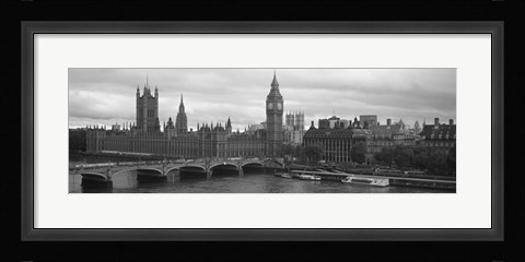 Framed Bridge across a river, Westminster Bridge, Big Ben, Houses of Parliament, City Of Westminster, London, England Print