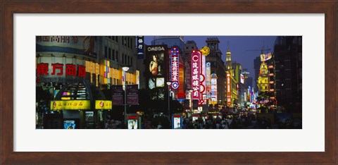 Framed Group of people walking on the road, Nanjing Road, Shanghai, China Print