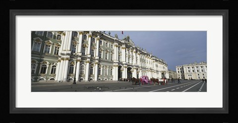 Framed Museum along a road, State Hermitage Museum, Winter Palace, Palace Square, St. Petersburg, Russia Print