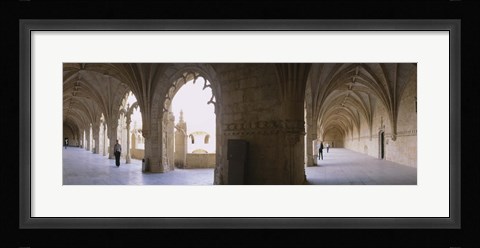 Framed Tourists at a monastery, Mosteiro dos Jeronimos, Belem, Lisbon, Portugal Print