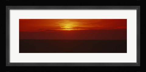 Framed Sunset over a grain field, Carson County, Texas Panhandle, Texas, USA Print