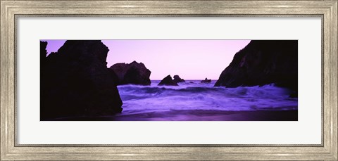 Framed Dusk on the Santa Cruz coastline, California, USA Print
