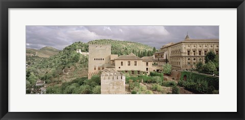 Framed High angle view of a palace viewed from alcazaba, Alhambra, Granada, Granada Province, Andalusia, Spain Print