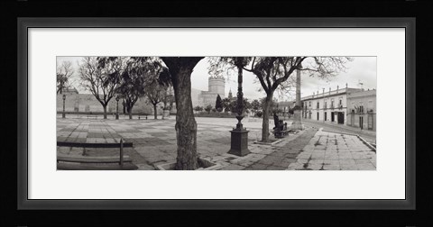 Framed Trees in front of a building, Alameda Vieja, Jerez, Cadiz, Spain Print