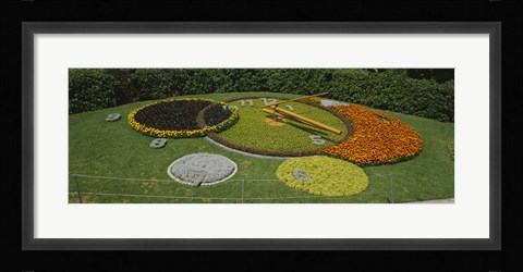 Framed Clock in a park, Geneva, Switzerland Print