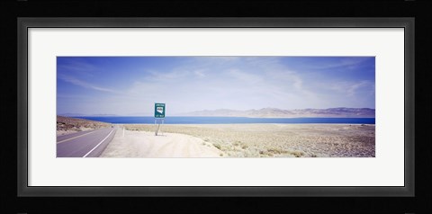 Framed Road sign at the roadside, Nevada State Route 446, Pyramid Lake, Nevada, USA Print