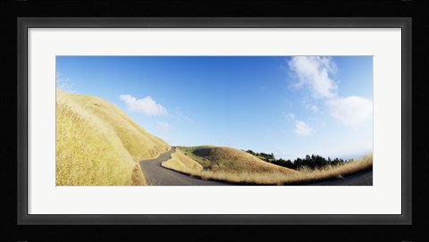 Framed Curved road on the mountain, Marin County, California, USA Print