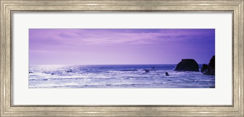 Framed Rocks in the ocean, Pacific Ocean, Mendocino County, California, USA Print