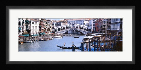 Framed Bridge across a river, Rialto Bridge, Grand Canal, Venice, Italy Print