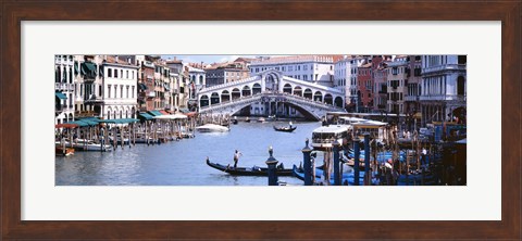 Framed Bridge across a river, Rialto Bridge, Grand Canal, Venice, Italy Print