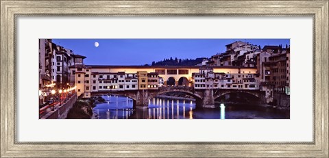 Framed Bridge across a river, Arno River, Ponte Vecchio, Florence, Tuscany, Italy Print