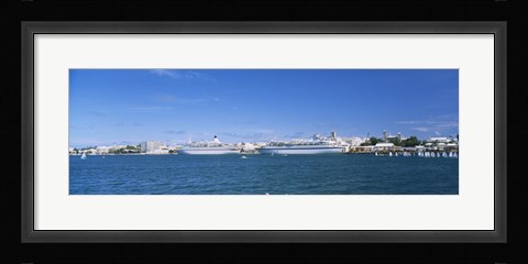 Framed Cruise ships docked at a harbor, Hamilton, Bermuda Print