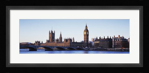 Framed Bridge across a river, Big Ben, Houses of Parliament, Thames River, Westminster Bridge, London, England Print