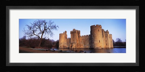Framed Moat around a castle, Bodiam Castle, East Sussex, England Print