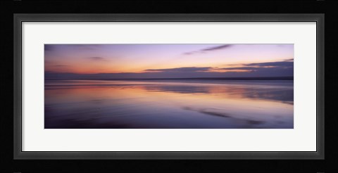 Framed Sunset over the sea, Sandymouth bay, Bude, Cornwall, England Print