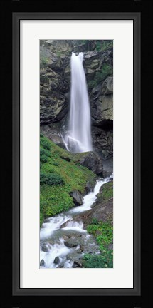 Framed Waterfall in a forest, Sass Grund, Switzerland Print