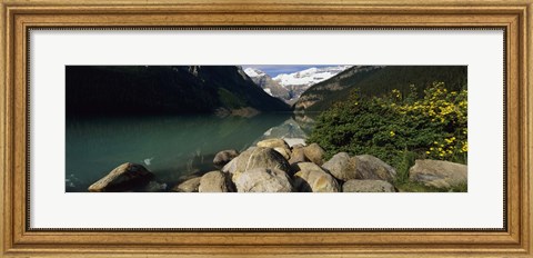 Framed Stones at the lakeside, Lake Louise, Banff National Park, Alberta, Canada Print