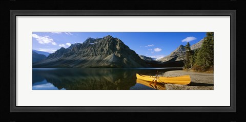 Framed Canoe at the lakeside, Bow Lake, Banff National Park, Alberta, Canada Print