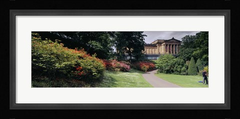 Framed Man standing in a formal garden near an art museum, National Gallery of Scotland, Edinburgh, Scotland Print