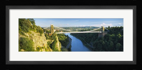 Framed Bridge across a river, Clifton Suspension Bridge, Avon Gorge, Bristol, England Print