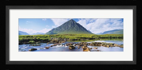 Framed River with a mountain in the background, Buachaille Etive Mor, Loch Etive, Rannoch Moor, Highlands Region, Scotland Print