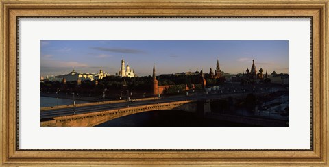 Framed Bridge across a river, Kremlin, Moskva River, Moscow, Russia Print