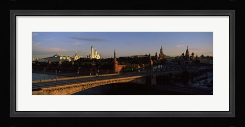 Framed Bridge across a river, Kremlin, Moskva River, Moscow, Russia Print