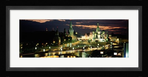 Framed Red Square at night, Kremlin, Moscow, Russia Print