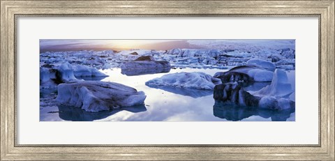 Framed Icebergs on Jokulsarlon lagoon, Vatnajokull Glacier, Iceland. Print