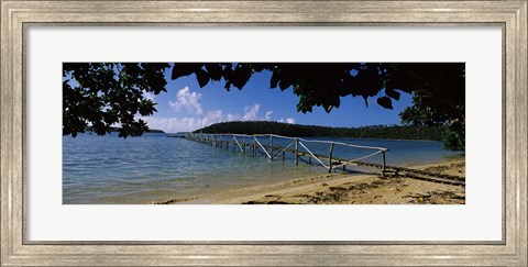 Framed Wooden dock over the sea, Vava&#39;u, Tonga, South Pacific Print