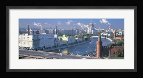 Framed Buildings at the waterfront, Moskva River, Moscow, Russia Print