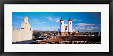 Framed High angle view of a city, San Felipe Neri convent, Church Of La Merced, Sucre, Bolivia Print