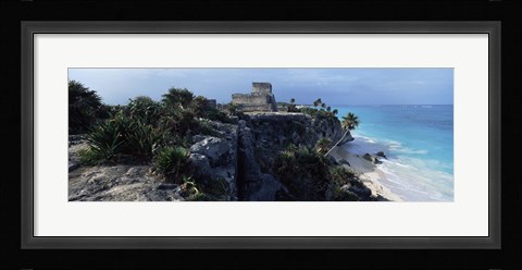 Framed Castle on a cliff, El Castillo, Tulum, Yucatan, Mexico Print