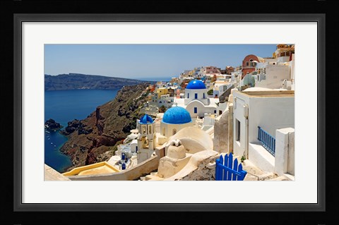 Framed High angle view of a church, Oia, Santorini, Cyclades Islands, Greece Print