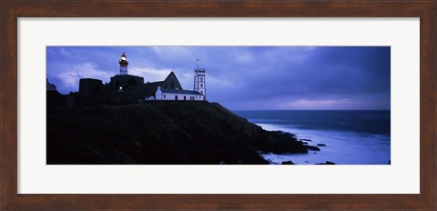 Framed Lighthouse at the seaside, Pointe Saint Mathieu, Finistere, Brittany, France Print