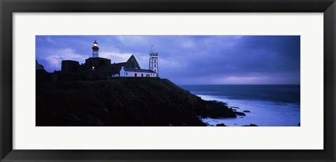 Framed Lighthouse at the seaside, Pointe Saint Mathieu, Finistere, Brittany, France Print