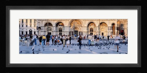 Framed Tourists in front of a cathedral, St. Mark's Basilica, Piazza San Marco, Venice, Italy Print