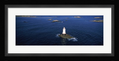 Framed Aerial view of a light house, Sakonnet Point Lighthouse, Little Compton, Rhode Island, USA Print