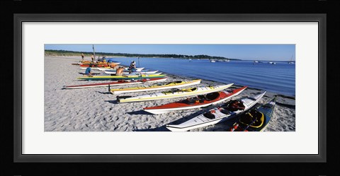 Framed Kayaks on the beach, Third Beach, Sakonnet River, Middletown, Newport County, Rhode Island (horizontal) Print