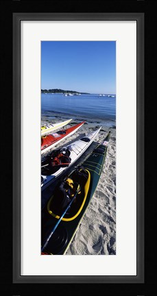 Framed Kayaks on the beach, Third Beach, Sakonnet River, Middletown, Newport County, Rhode Island (vertical) Print
