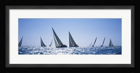 Framed Sailboats racing in the sea, Farr 40's race during Key West Race Week, Key West Florida, 2000 Print